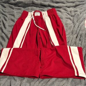 Fashion Nova Red and White Wide Leg Pants